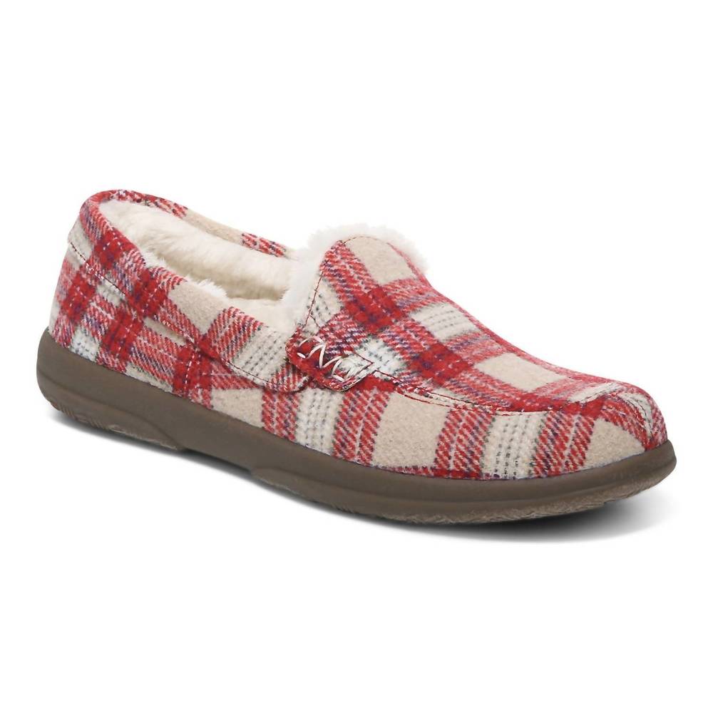 NEW VIONIC women's lynez plaid slipper in fuji apple